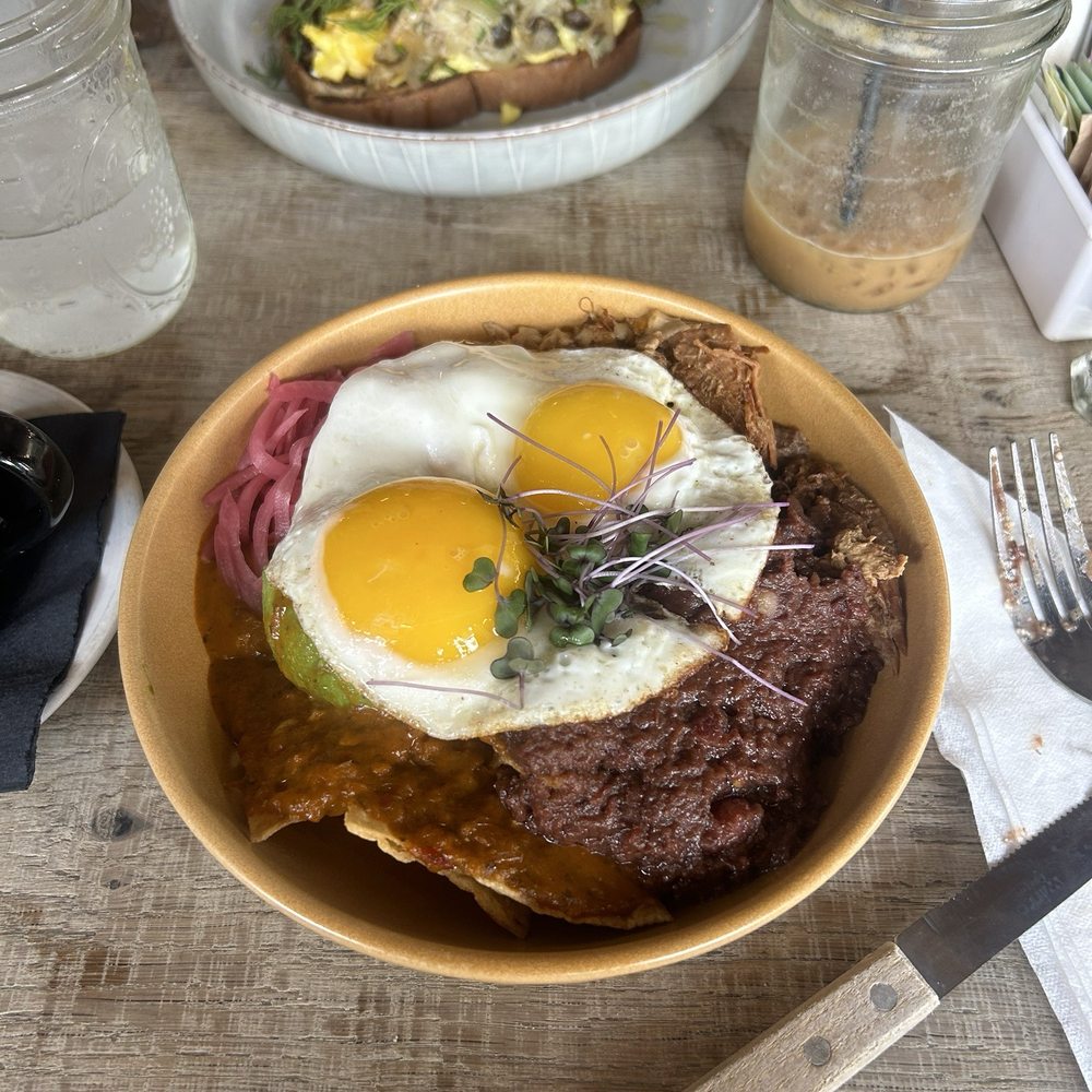 Alma Cafe - pork chilaquiles - pork chilaquiles salsa roja - Coffee & Tea Near Me - New Orleans, Louisiana