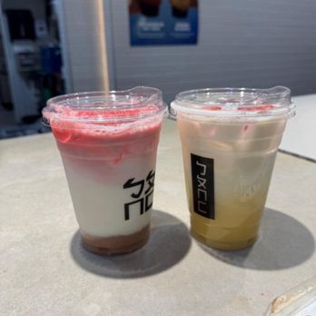 Bopomofo Cafe - taro milk and strawberry corn milk - Cafes Near Me - Irvine, California