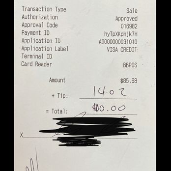 Ysabel - This is the altered receipt where someone from the business wrote over my amount. - New American Near Me - West Hollywood, California