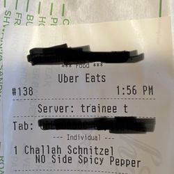 Holy Schnitzel - Ticket from today's order