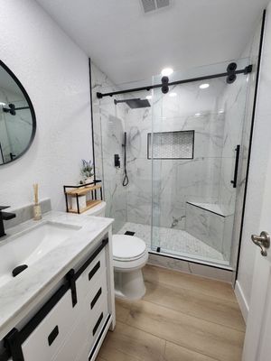 bathroom remodeling - complete shower vanity and floor remodeling