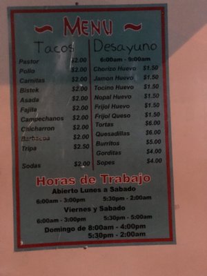 Menu photo 1 Taqueria Gardenia Austin, TX