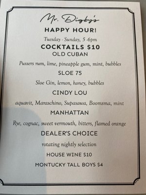 Menu photo 4 Mr. Digby’s San Francisco, CA