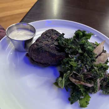 Six Hundredº - 6 ounce fillet with sautéed kale - Steakhouses Near Me - Winston-Salem, North Carolina