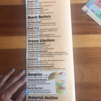 Surf Hut - Cocktail menu - Seafood Near Me - Destin, Florida