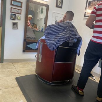 Fatty's Barber Shop - Fiancé getting his hair done by Scott. - Barbers Near Me - Yucca Valley, California Fatty's Barber Shop - Fiancé getting his hair done by Scott. - Barbers Near Me - Yucca Valley, California