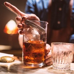 The Milano - Classic Manhattan, shaken not stirred.