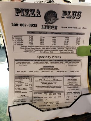 Menu photo 7 Pizza Plus Linden, CA