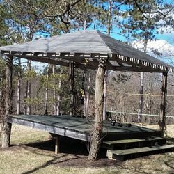 I thought this was a picnic shelter. Upon closer look, seeing devices suspended from the ceiling, I decided it's definitely NOT.