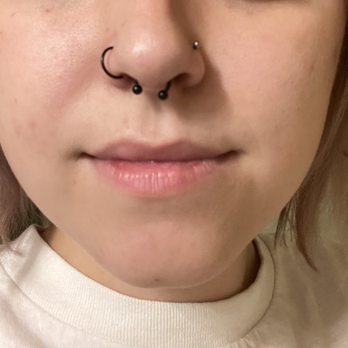 Red Room Tattoo - Second nose piercing done by Cherie and septum done by Roman in November - Tattoo Near Me - Chico, California