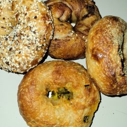 Logan’s Bagels - Assorted bagels; cheddar jalapeno at the bottom