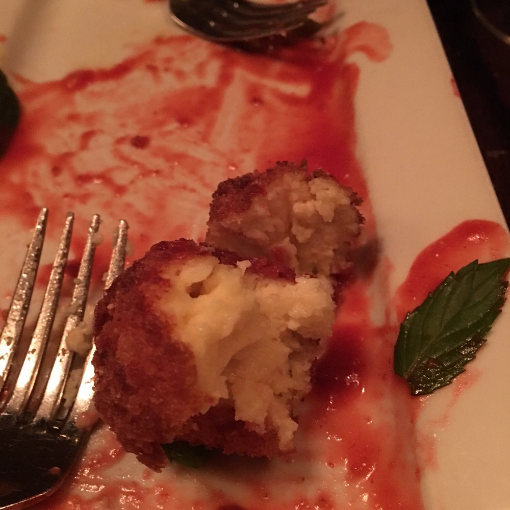 Gladstone Tavern - Fried cheesecake with this sugary strawberry sauce .. Not that good - New American Near Me - Gladstone, New Jersey