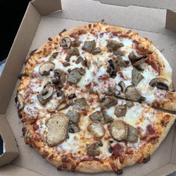 Domino's Pizza - Mushroom and Italian sausage pizza