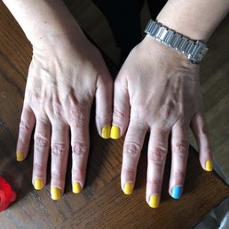 All the nails are filed slanted and uneven All the nails are filed slanted and uneven