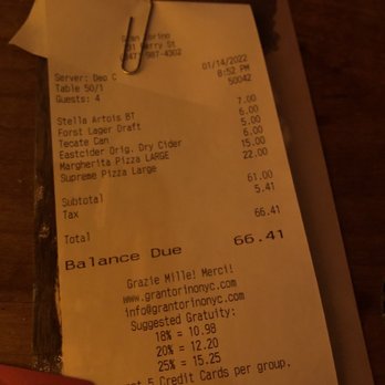 Gran Torino - Bill - Cafes Near Me - New York, New York Gran Torino - Bill - Cafes Near Me - New York, New York