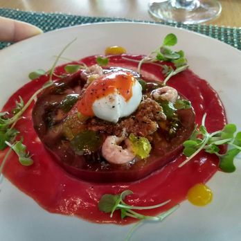 Chamarré Montmartre - Black tomato in gaspacho with mini shrimps (very bitter) - French Near Me - Paris, 75