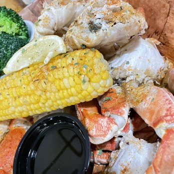 Blue Claw Restaurant & Crab Eatery - Norm's Feast..You can't see the snow crabs under there. The snow crabs were sweet and cooked perfectly - Seafood Near Me - Burlington, New Jersey Blue Claw Restaurant & Crab Eatery - Norm's Feast..You can't see the snow crabs under there. The snow crabs were sweet and cooked perfectly - Seafood Near Me - Burlington, New Jersey