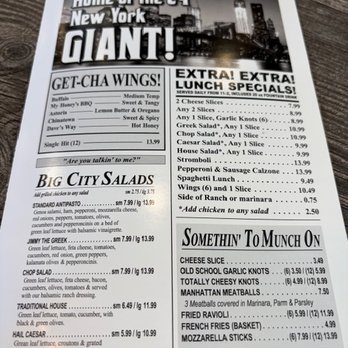 Yo Pauly's - Menu front w/ lunch specials - Pizza Near Me - Chandler, Arizona