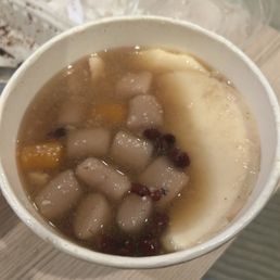 Red Bean Tofu Pudding with taro balls