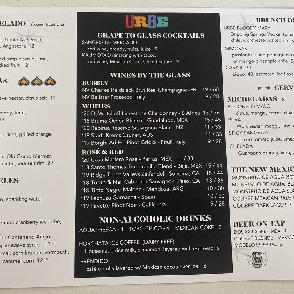 Urbe - Drink Menu - Mexican Near Me - Houston, Texas Urbe - Drink Menu - Mexican Near Me - Houston, Texas
