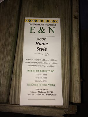 Menu photo 8 E & N Good Home Style Triana, AL Menu photo 8 E & N Good Home Style Triana, AL