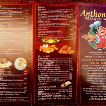 Anthony's Pizza & Pasta - Menu 9/24 - Pizza Near Me - Corona, California Anthony's Pizza & Pasta - Menu 9/24 - Pizza Near Me - Corona, California