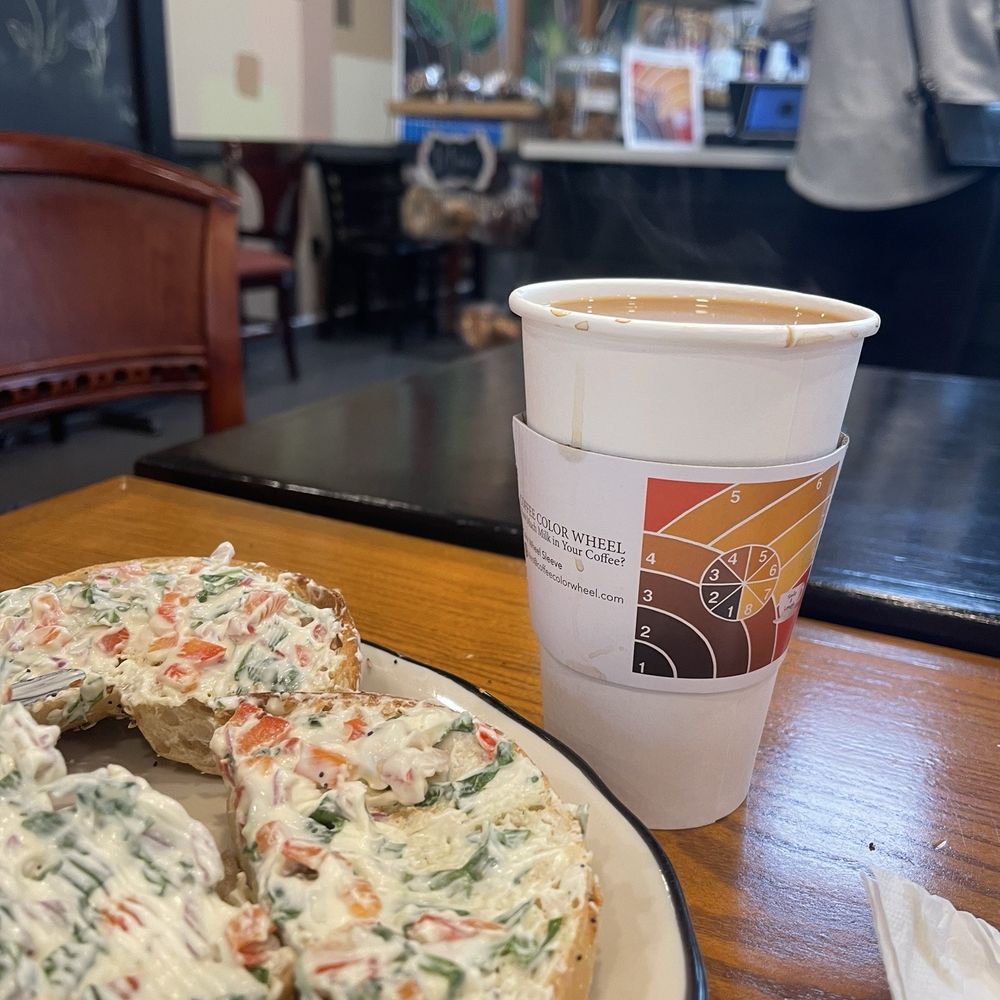 Bagel with veggie cream cheese!