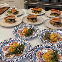 At Your Breck And Call - Prepping salmon, risotto, and asparagus