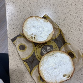 Einstein Bros. Bagels - Asiago bagel with hardly any plain cream cheese. - Breakfast & Brunch Near Me - Saint George, Utah Einstein Bros. Bagels - Asiago bagel with hardly any plain cream cheese. - Breakfast & Brunch Near Me - Saint George, Utah
