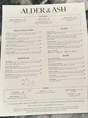 Menu photo 1 Alder & Ash Seattle, WA