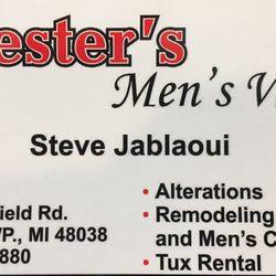 Chester's Men's Wear - Business card
