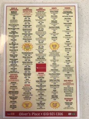 Menu photo 4 Oliver's Place Sandwich Shop Temple, PA
