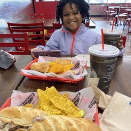 Philly Cheese Combo , drink and a bag of chips