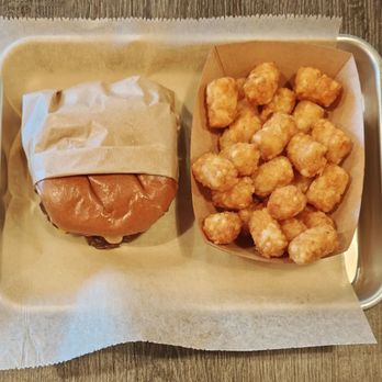 Sizzle Shack Burger - Single Sizzle Cheeseburger with tater tots - Burgers Near Me - La Mesa, California