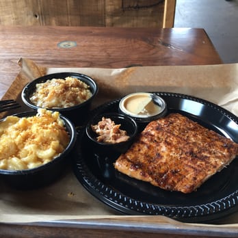 Mission BBQ - Black salmon season special w/ Mac n cheese and caramel bread pudding - Barbeque Near Me - Columbia, Maryland Mission BBQ - Black salmon season special w/ Mac n cheese and caramel bread pudding - Barbeque Near Me - Columbia, Maryland