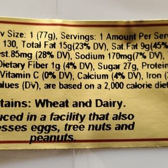 George's Gourmet Pound Cake - Ingredients on label - Bakeries Near Me