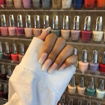 Color Nails - Coffin pink & white ombré nails - Nail Salons Near Me - Carlsbad, California Color Nails - Coffin pink & white ombré nails - Nail Salons Near Me - Carlsbad, California