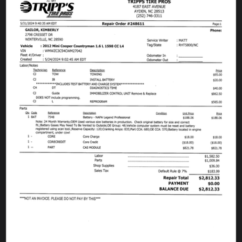 A1 Classic Motors - The bill from my local shop to repair what was causing the issue. - Used Car Dealers Near Me - Fuquay Varina, North Carolina A1 Classic Motors - The bill from my local shop to repair what was causing the issue. - Used Car Dealers Near Me - Fuquay Varina, North Carolina