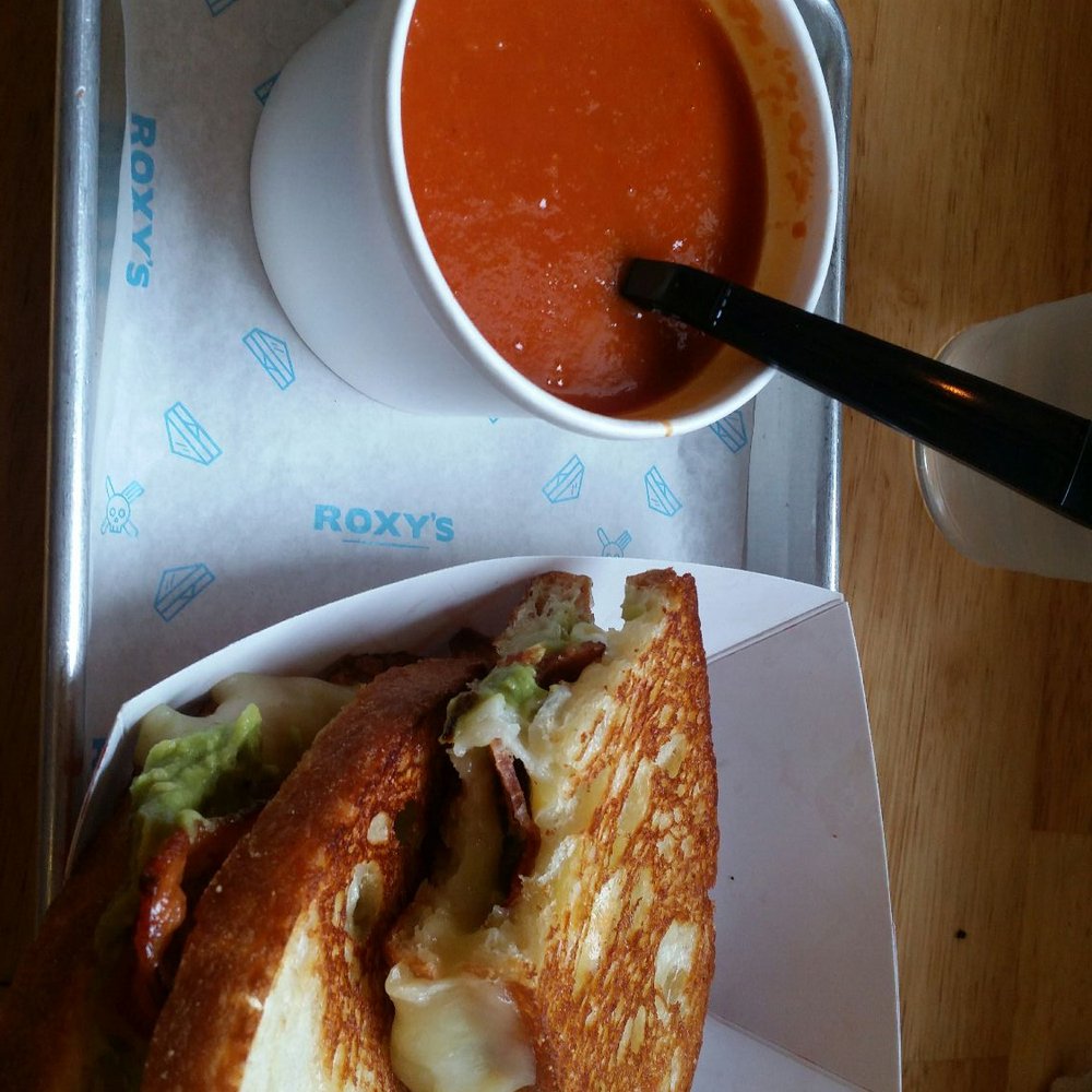 Roxy's Grilled Cheese - Green muenster melt and roasted tomato soup - Sandwiches Near Me - Cambridge, Massachusetts Roxy's Grilled Cheese - Green muenster melt and roasted tomato soup - Sandwiches Near Me - Cambridge, Massachusetts