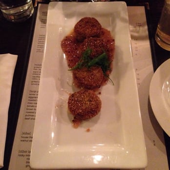The Pullman - duck nuggets | pear mostarda.      This appetizer was pretty good. The sauce made flavor come together. - New American Near Me - Glenwood Springs, Colorado