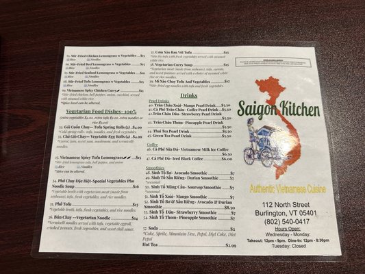 Menu photo 1 Saigon Kitchen Burlington, VT