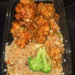 China Star - Sesame Chicken w/fried rice.