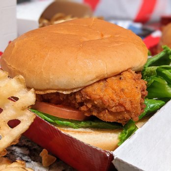 Chick-fil-A - Spicy Chicken Sandwich meal with lettuce and tomato. $6.99 + $0.20 for lettuce and $0.20 for tomato. - Fast Food Near Me - Durham, North Carolina