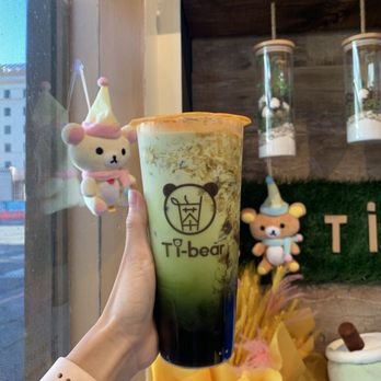 Tibear - A4. Thai Green Float Latte - Bubble Tea Near Me - Berkeley, California