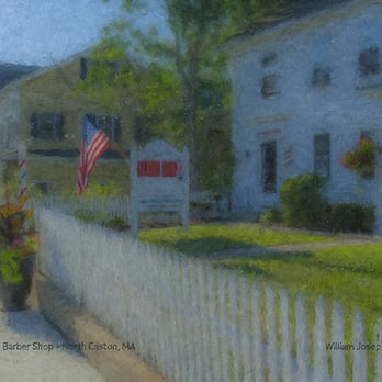 Walter's Barber Shop - Impressionist style painting by artist Bill McEntee of Walter's Barber Shop in Easton, MA - Barbers Near Me - North Easton, Massachusetts Walter's Barber Shop - Impressionist style painting by artist Bill McEntee of Walter's Barber Shop in Easton, MA - Barbers Near Me - North Easton, Massachusetts