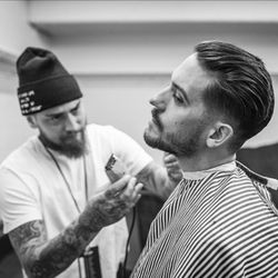 Men's pompadour haircut