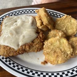 Sky D’s Place - Chicken fried steak & fried squash