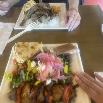 Luna Grill Aliso Viejo - Mediterranean Salad with steak and plate combo of gyro meat, rice and fries with pita bread. - Mediterranean Near Me - Aliso Viejo, California Luna Grill Aliso Viejo - Mediterranean Salad with steak and plate combo of gyro meat, rice and fries with pita bread. - Mediterranean Near Me - Aliso Viejo, California