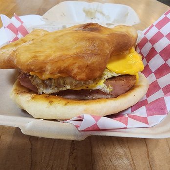 Indigenous Eats - Spam sandwhich, frybreqd, spam, cheese and fried egg. - Desserts Near Me - Spokane, Washington Indigenous Eats - Spam sandwhich, frybreqd, spam, cheese and fried egg. - Desserts Near Me - Spokane, Washington
