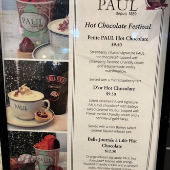Paul Bakery, Cafe & Restaurant - Menu for Hot Chocolate Festival - French Near Me - Vancouver, British Columbia Paul Bakery, Cafe & Restaurant - Menu for Hot Chocolate Festival - French Near Me - Vancouver, British Columbia